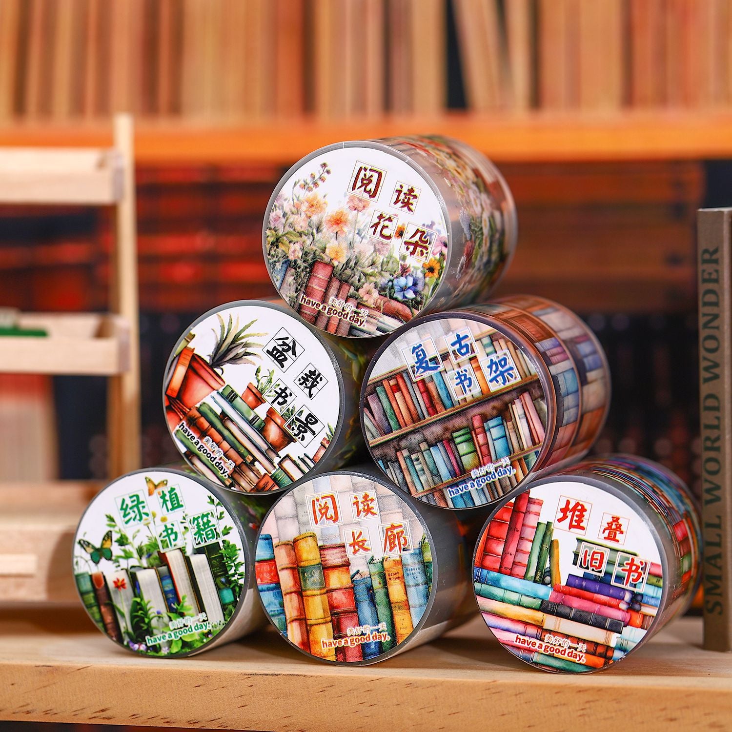 1 Roll Bookshelf Reading Theme PET Tape SHAY