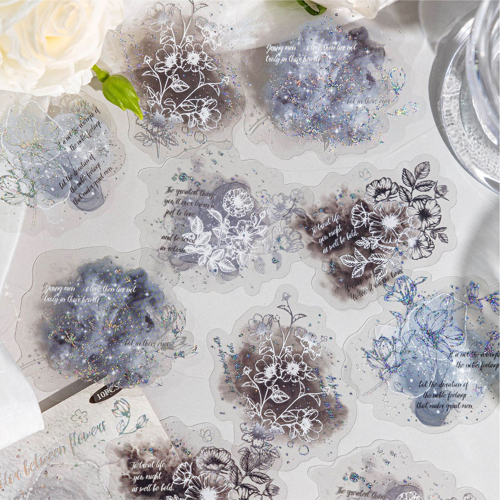 10 Pcs Watercolor Flower PET Stickers LGHP