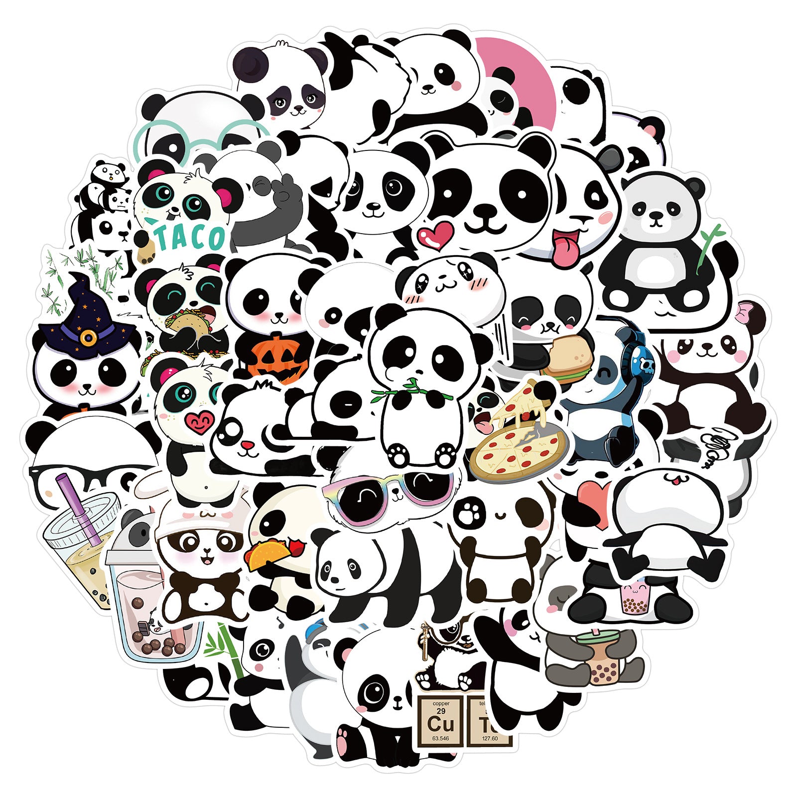 50 Pcs Vinyl Panda Stickers HT099