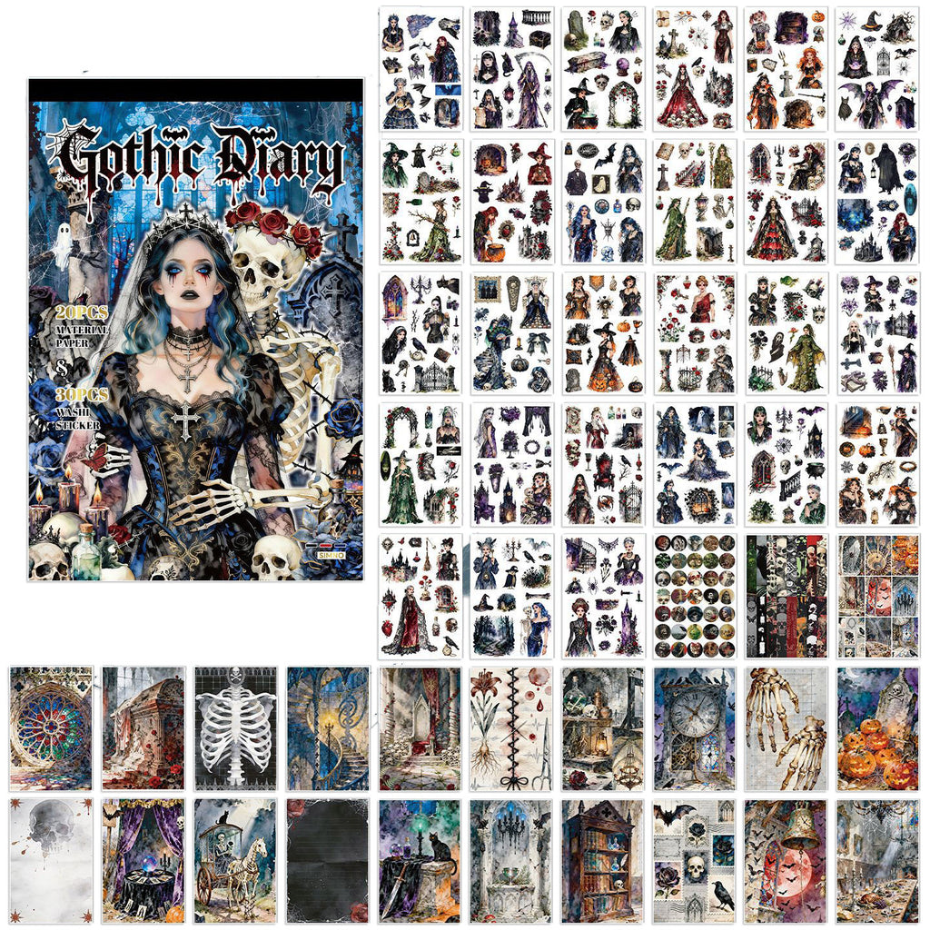 A5 Mixed Material Sticker Book - Gothic Diary