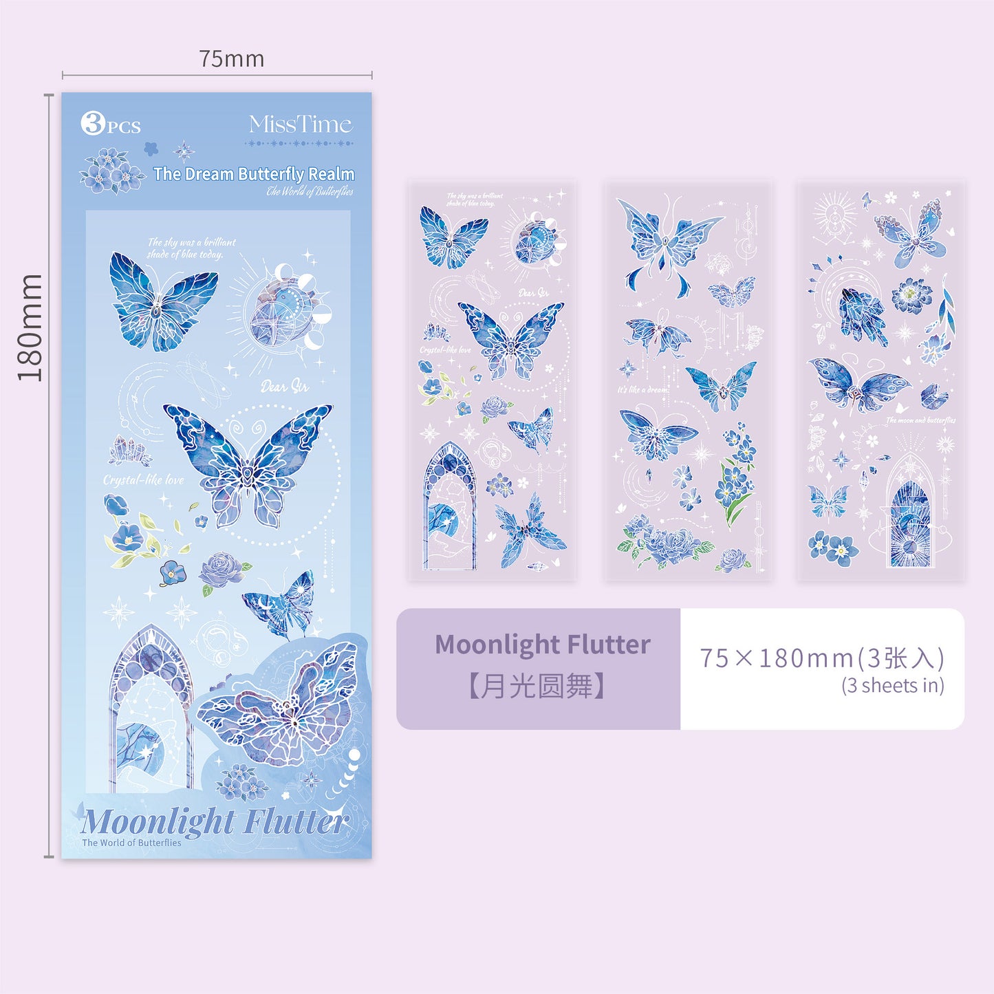 3 Sheets Glitter Butterfly Stickers JJMD