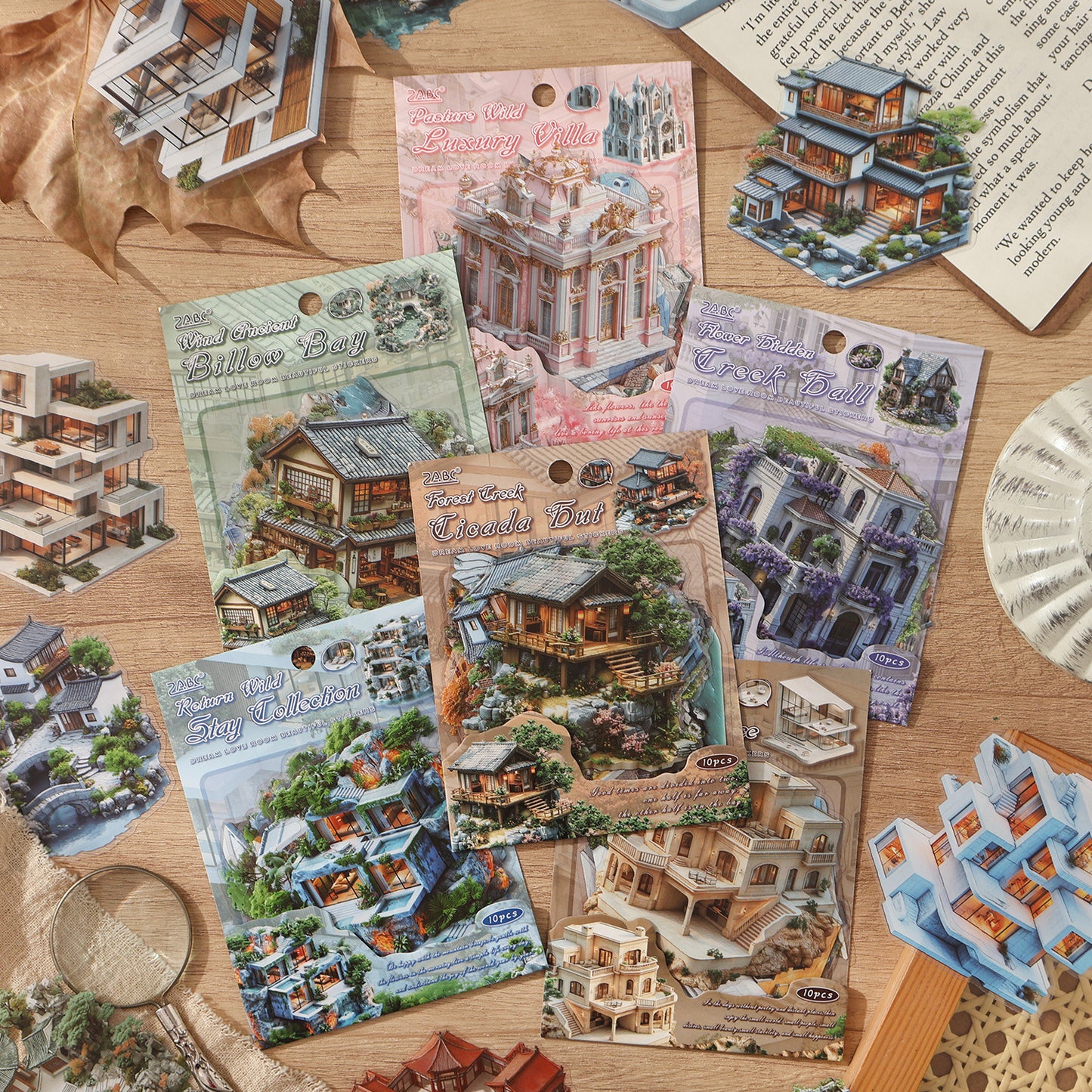 10 Pcs Fantasy House Stickers MZQF