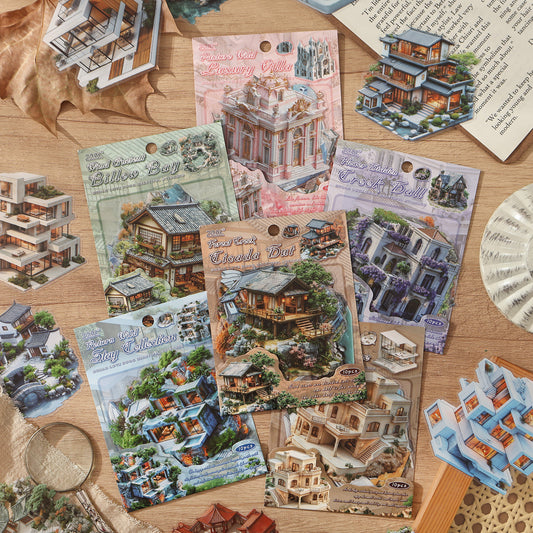 10 Pcs Fantasy House Stickers MZQF