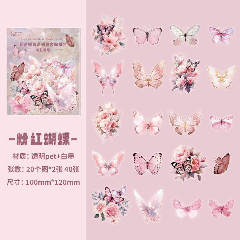 40 Pcs PET Butterfly and Flower Stickers HCDY
