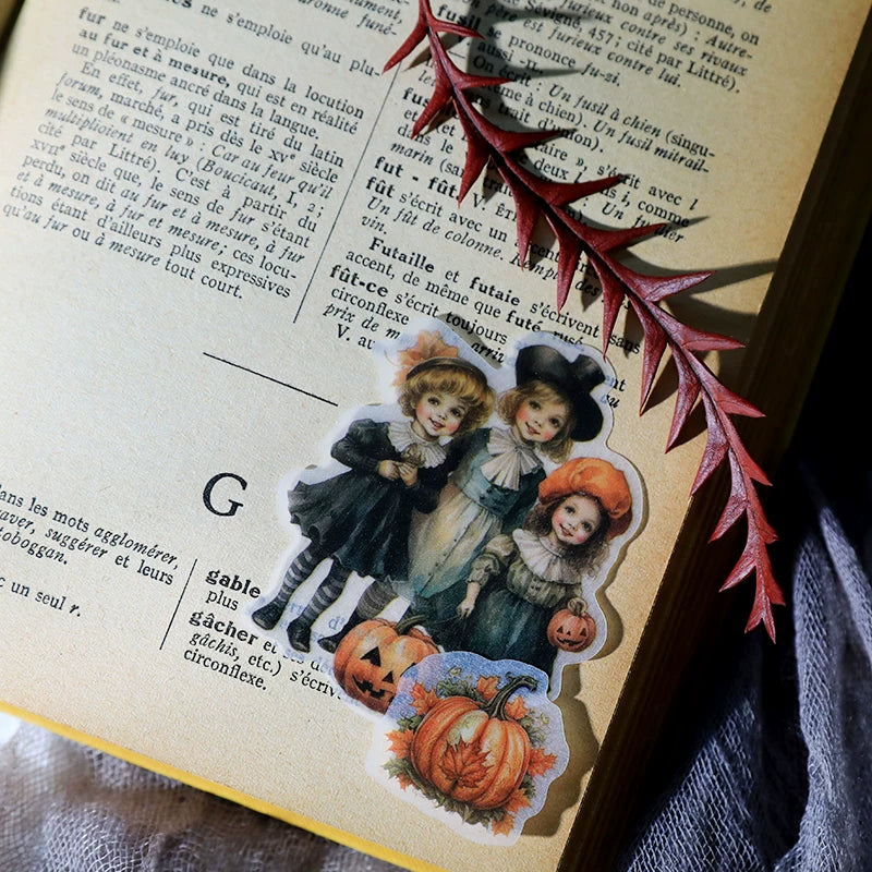 50PCS Vintage Halloween Vellum Paper Stickers