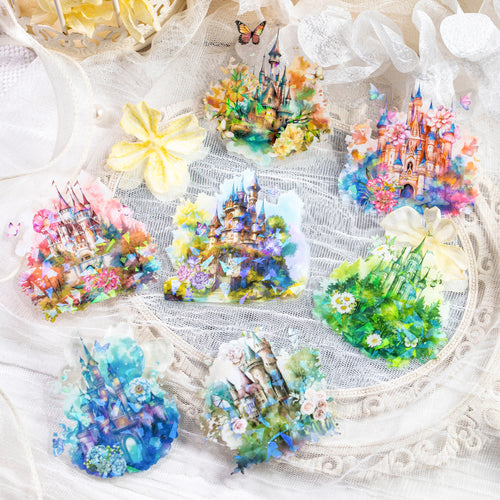 10 Pcs PET Castle Stickers CBHY