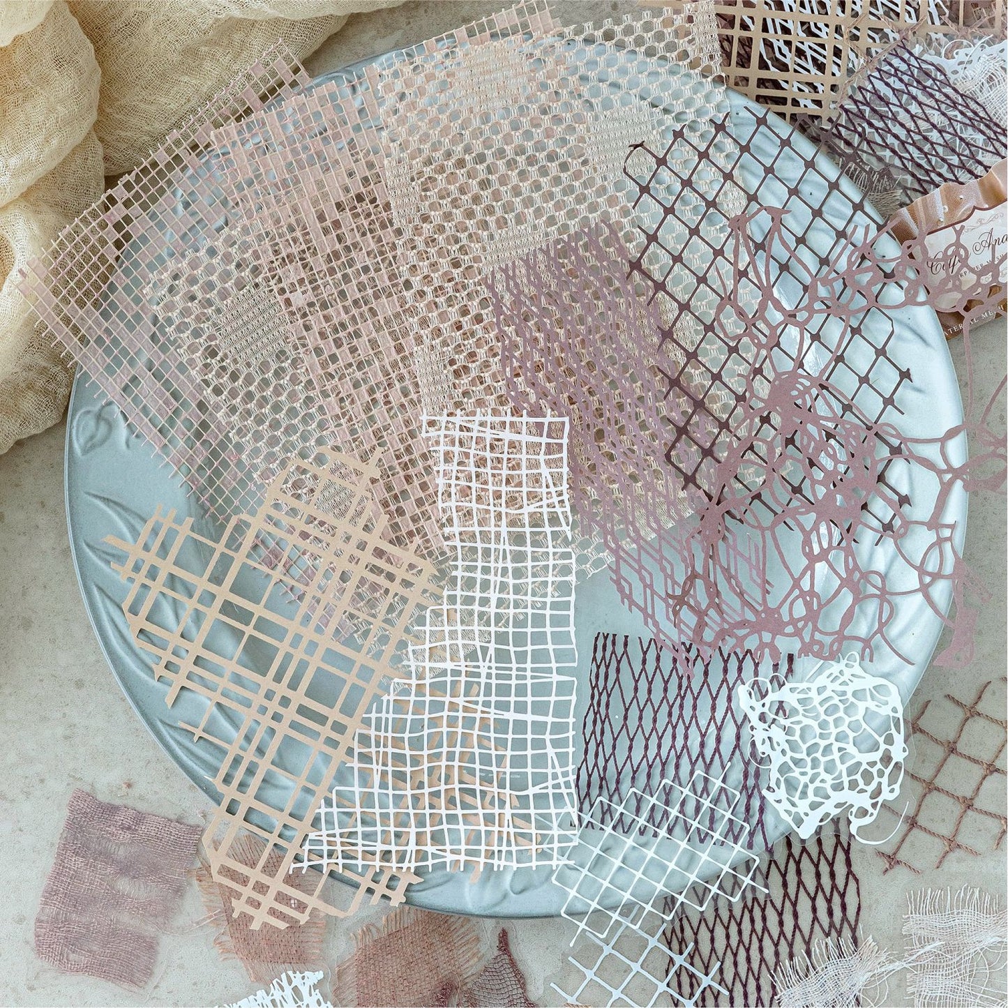 23 Pcs Textured Journal Paper and Fabric Mesh WSXL