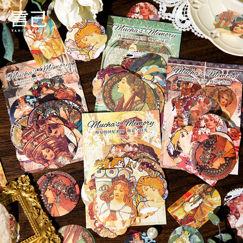 40 Pcs Mucha Themed Stickers MXHY