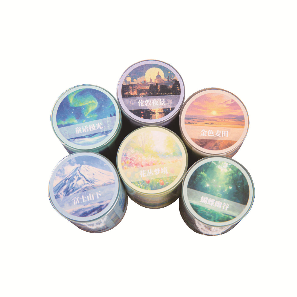 1 Roll Die-cut Landcsape Stickers Tape SJJL