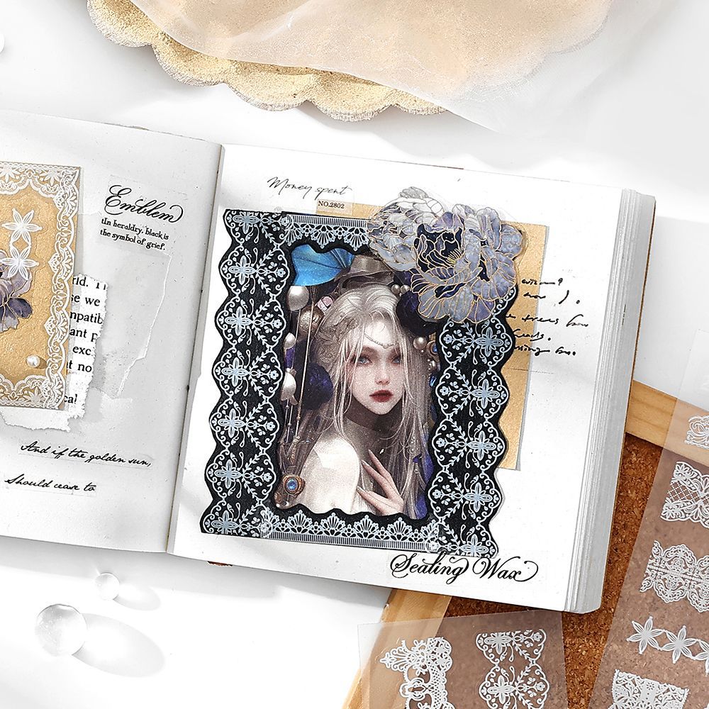6 Sheets Lace Theme PET Stickers HBLS