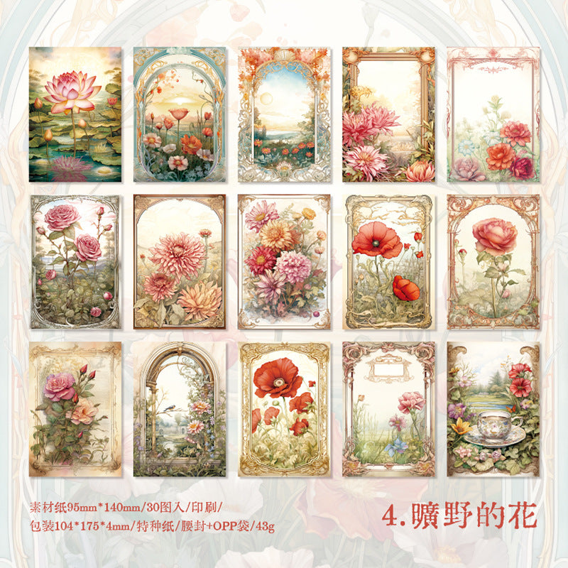 30 Pcs Door Them Junk Journal Paper SJZW