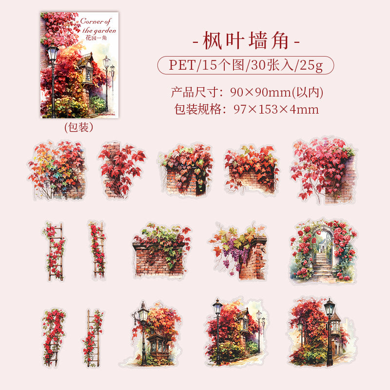 30 Pcs Garden Theme PET Stickers HYYJ
