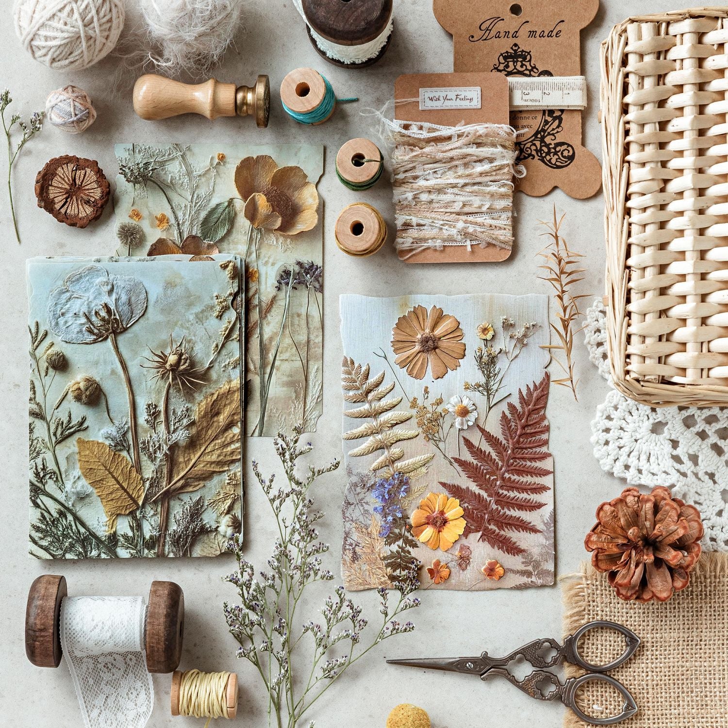 23 Pcs Floral Embossed Paper and Scrapbook Paper HCQS