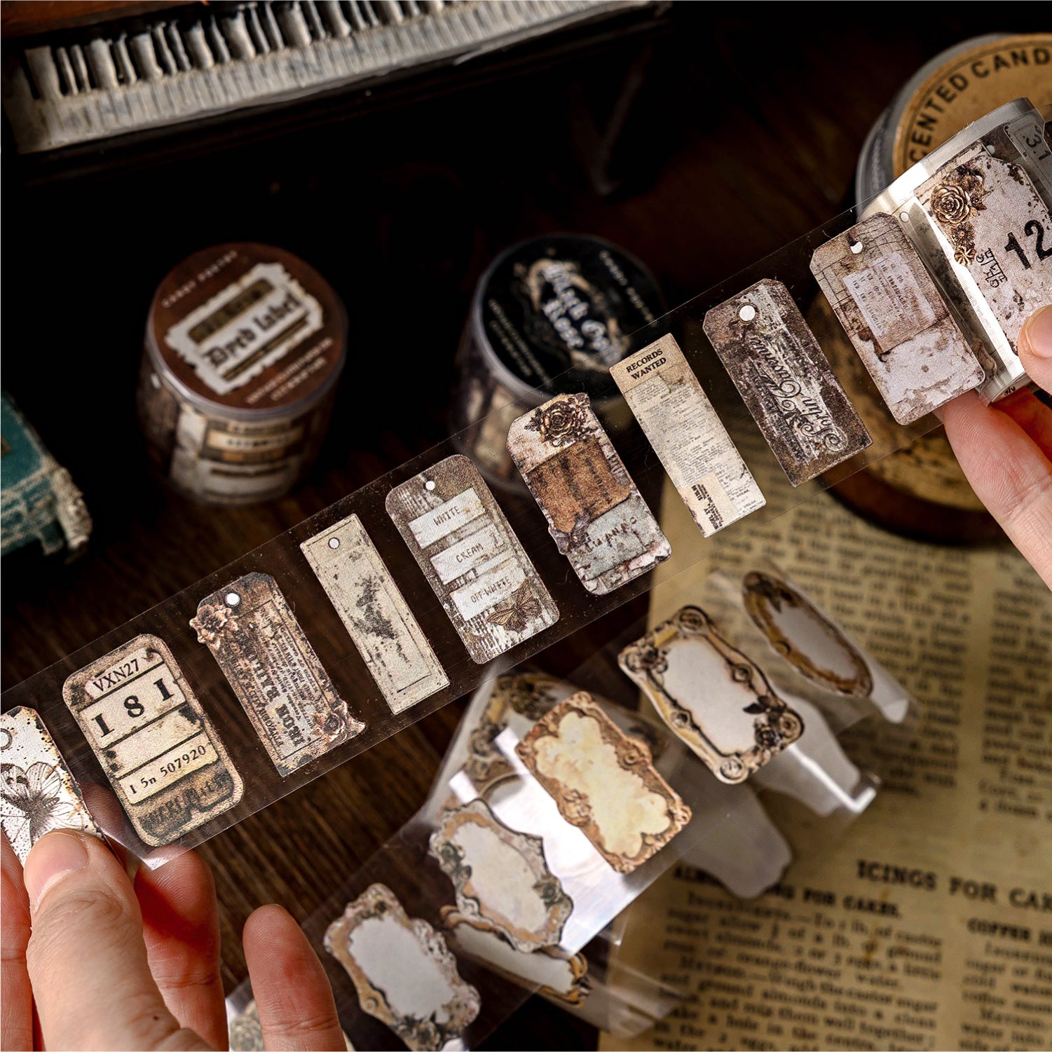 1 Roll Vintage Label Stickers Tape XJBQ