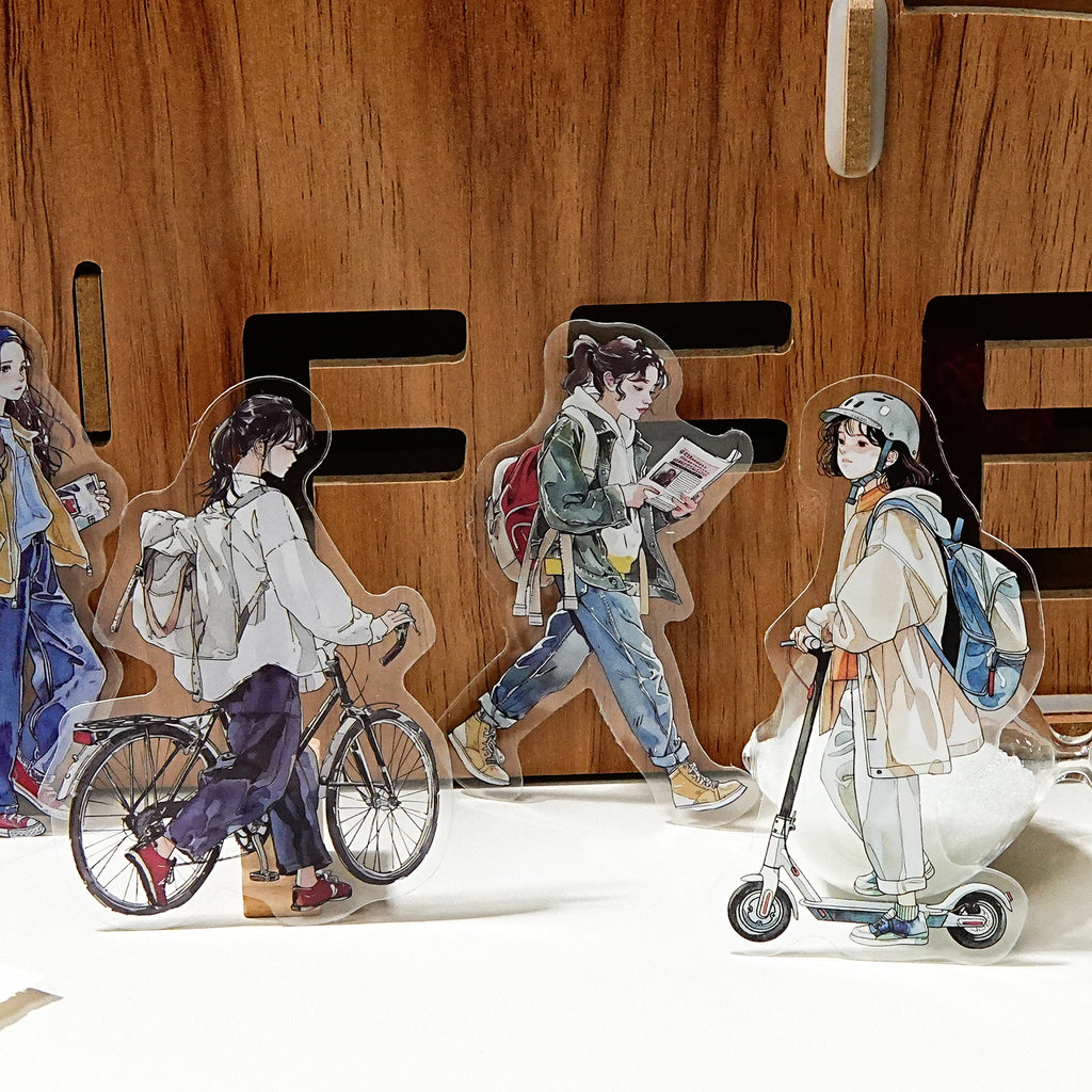 20 Pcs Passersby People PET Stickers YHRX