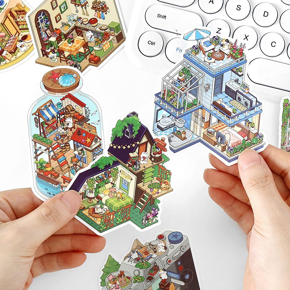 10 Pcs 3D Scene DIY PET Stickers Set XXSJ