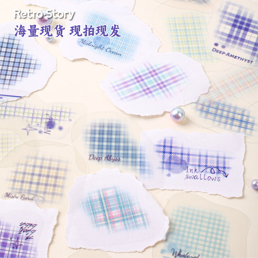 30 Pcs Grid Theme PET Stickers GWSP