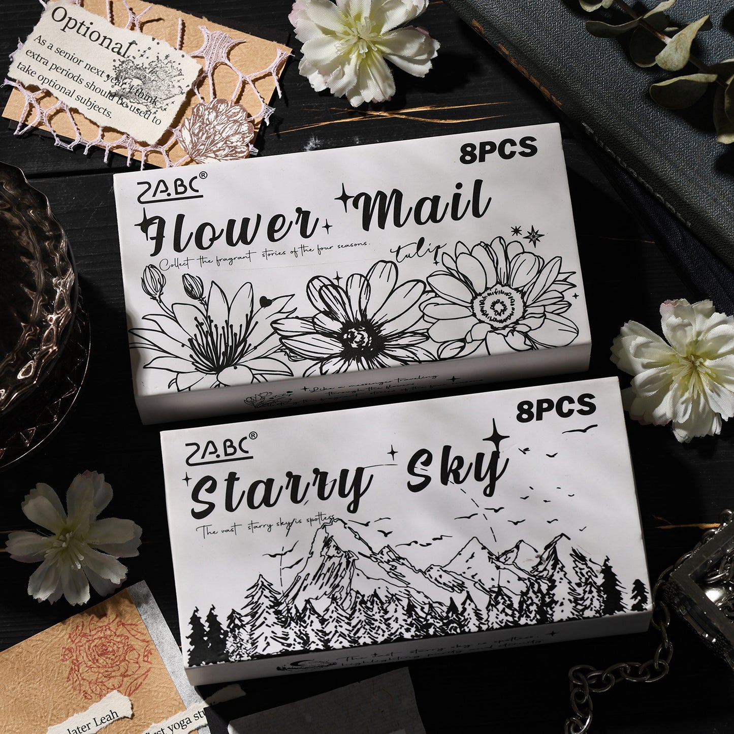 8 Pcs Flower Galaxy Wooden Stamps Kit XCXY