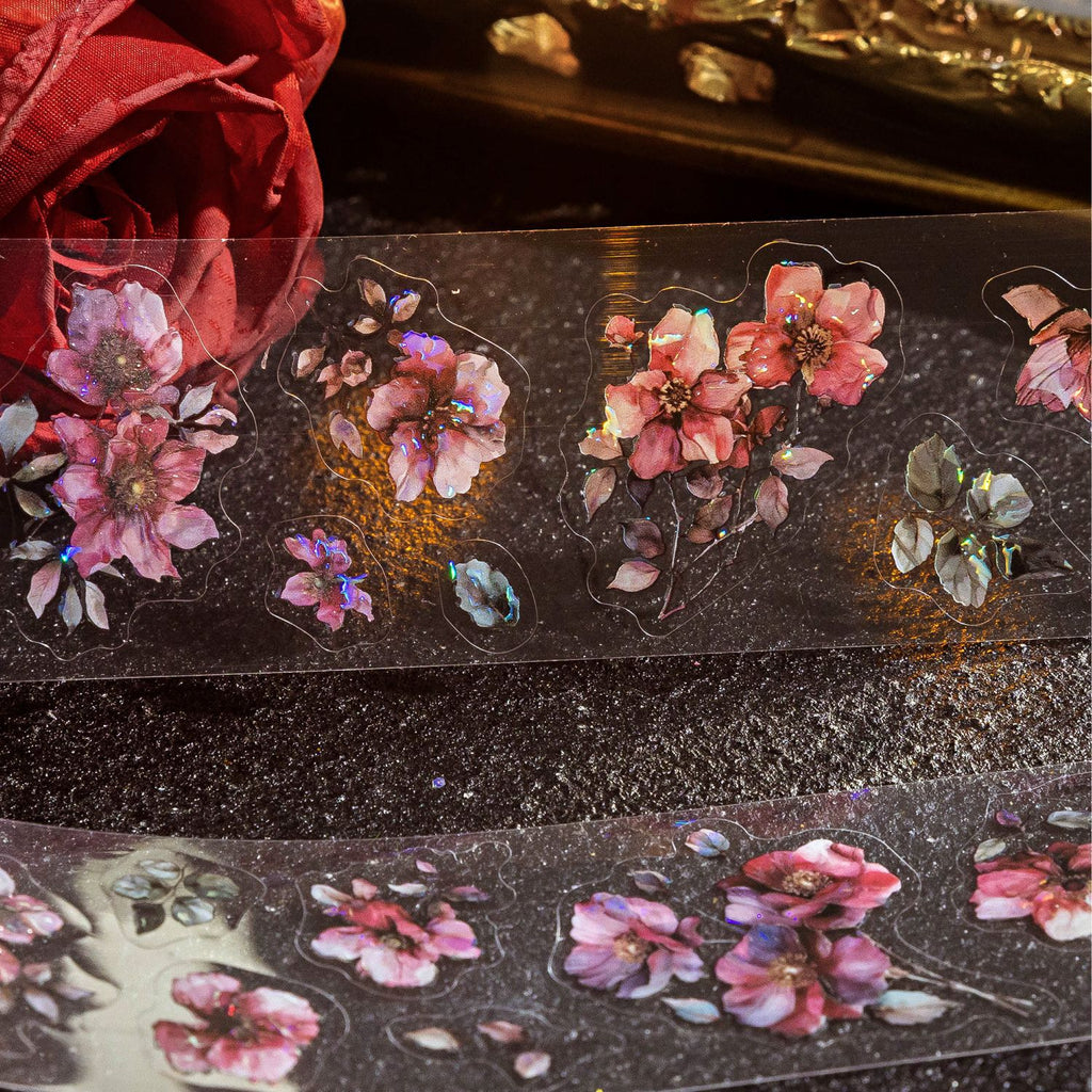 1 Roll Vintage Flower PET Stickers Tape FHXL