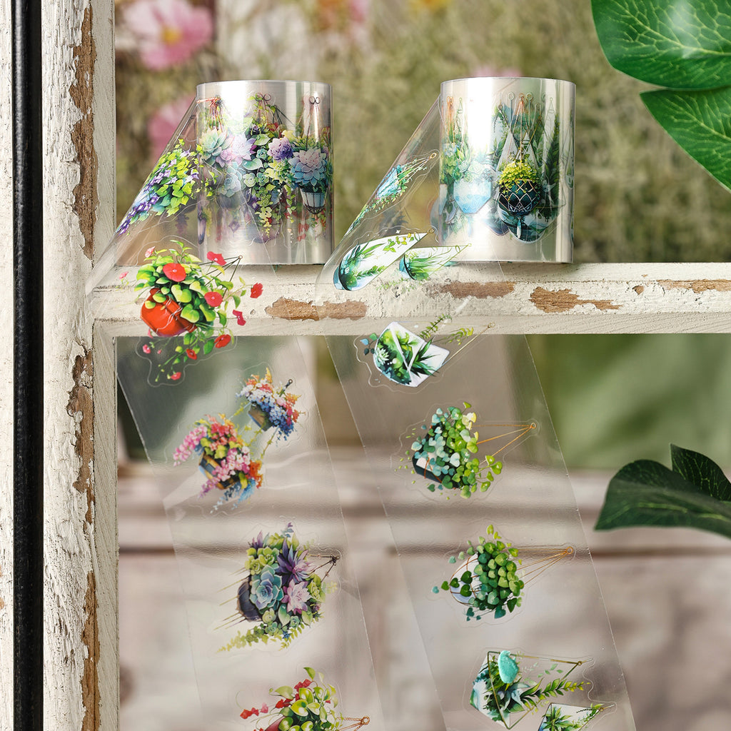 6 Rolls Potted Plant PET Stickers Tape HXZD