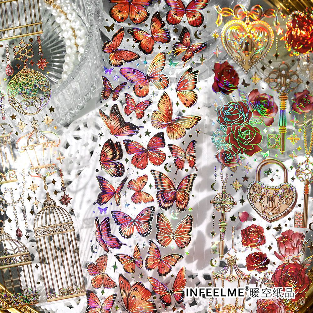 3 Pcs Holographic PET Butterfly Stickers YQLYY