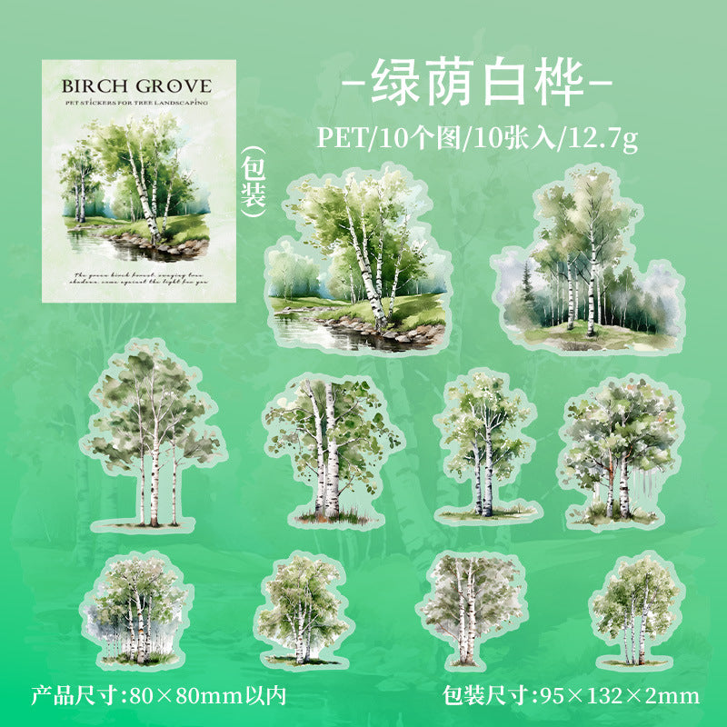 10 Pcs PET Tree Stickers BHSL