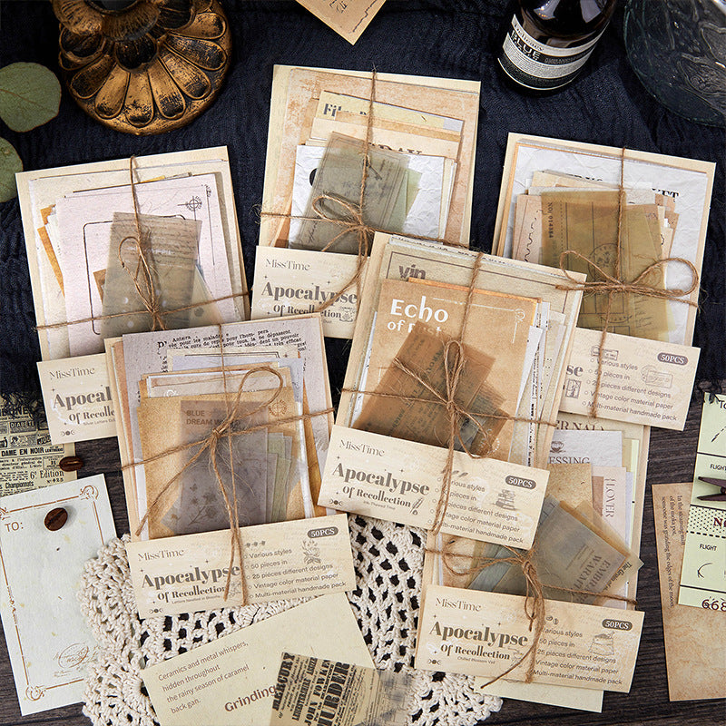 50 Pcs Vintage Scrapbook Paper HYQSL