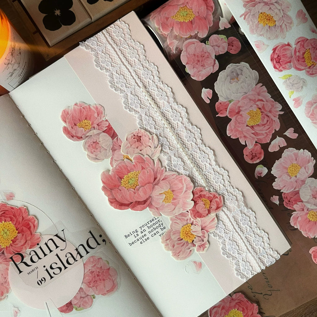 Floral Decorative Tape Rolls- Peony Blush