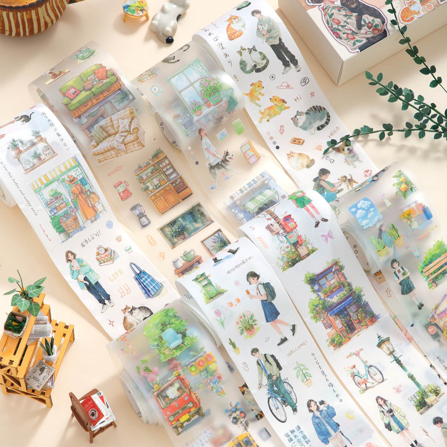 4 Rolls Lifestyle Stickers Tape Set JXSG