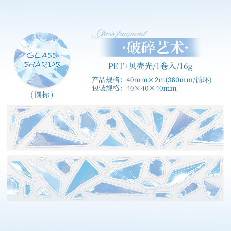 1 Roll Glass Fragments PET Stickers Tape BLSP