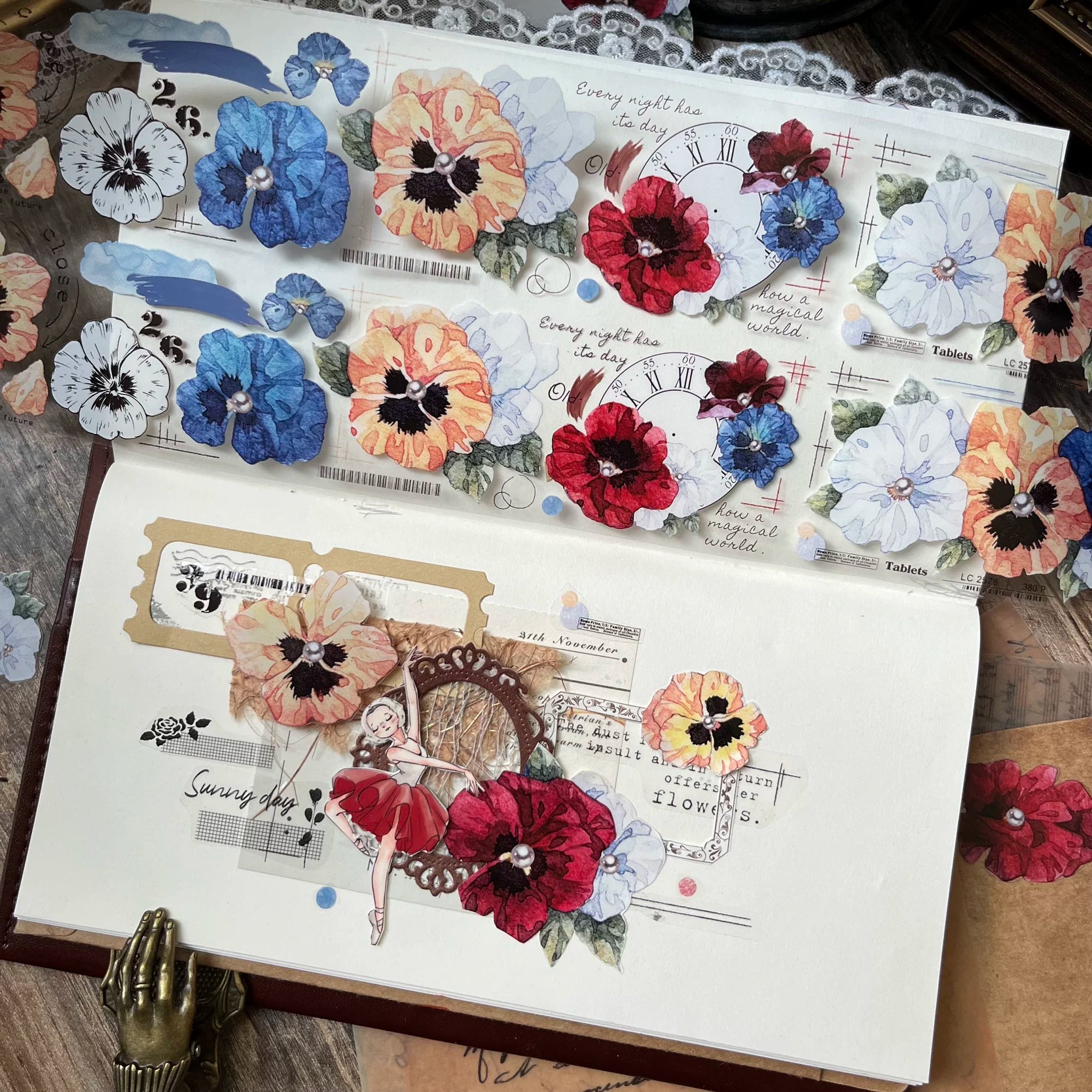 Floral Decorative Tape Rolls- Gathered Pansies