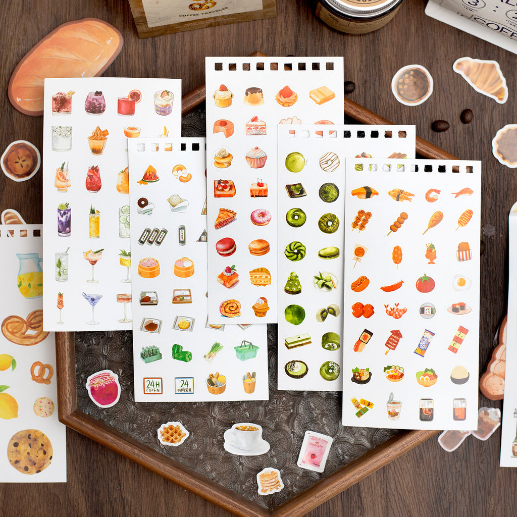 48 Sheets Coffee Theme Planner Stickers Book JRYHKF