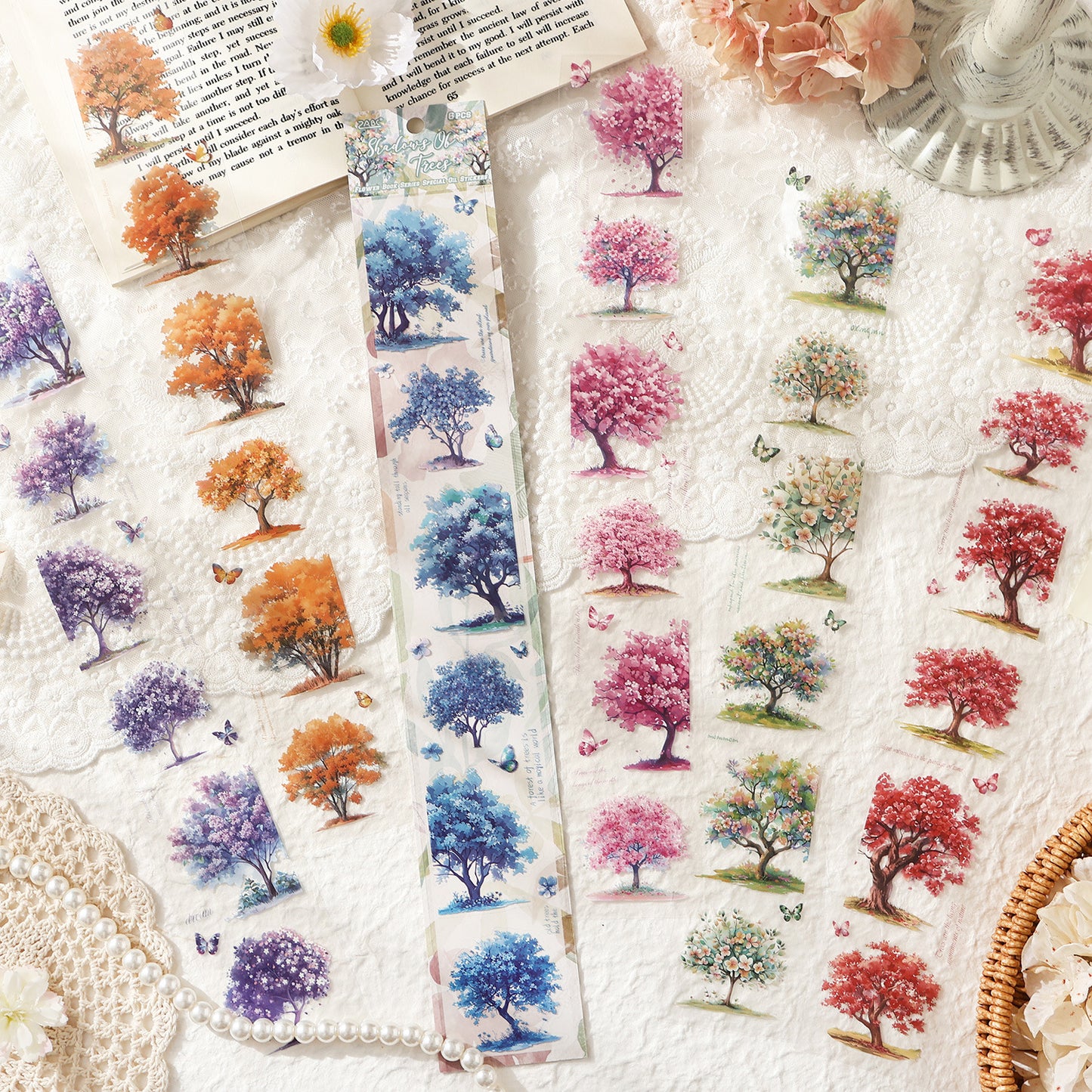 6 Sheets Flower PET Stickers HSJJ