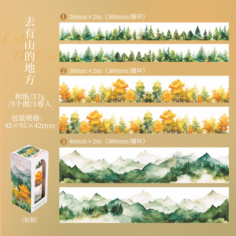 3 Roll Landscape Forest Washi Tape KNCFJ