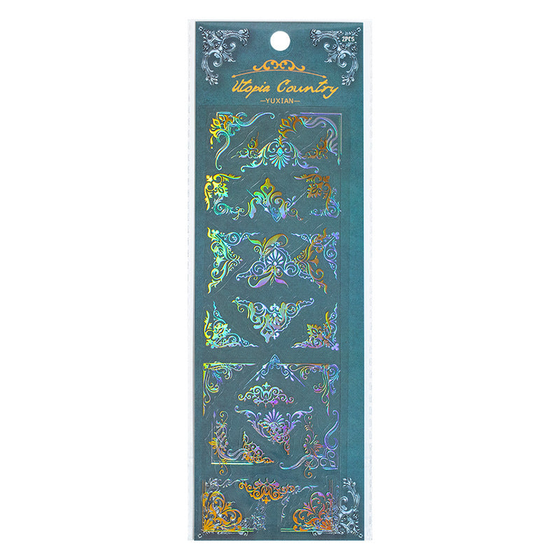 2 Sheets Glitter Corner PET Stickers ODMJ