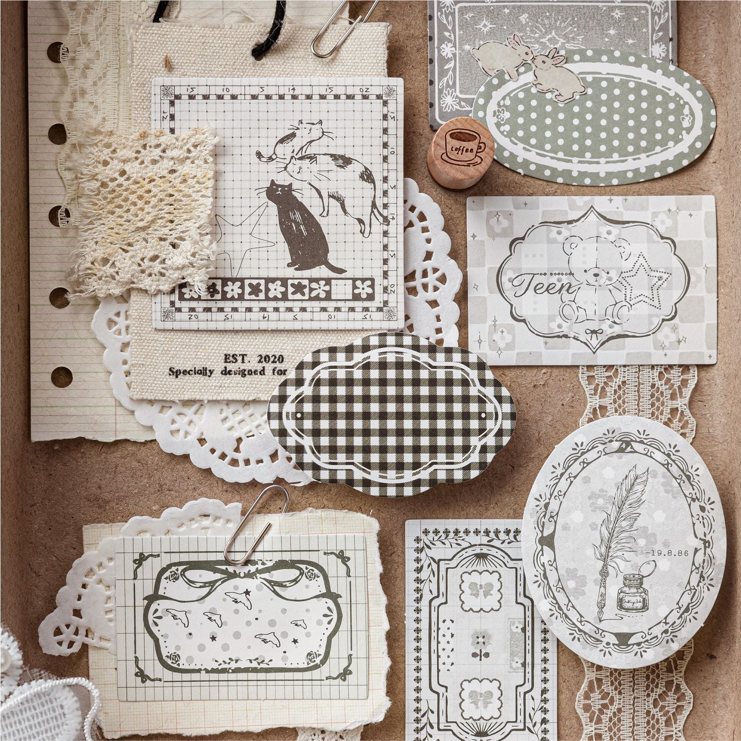 40 Pcs Lace Floral Writable Stickers KLZJ