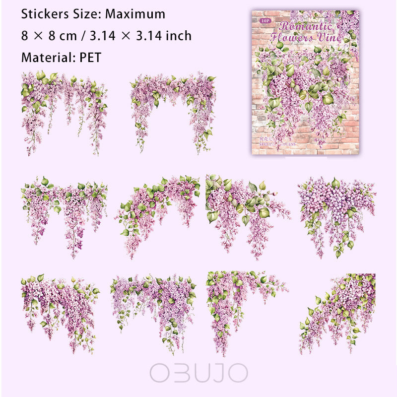 10 Pcs PET Vine Stickers LMHTR