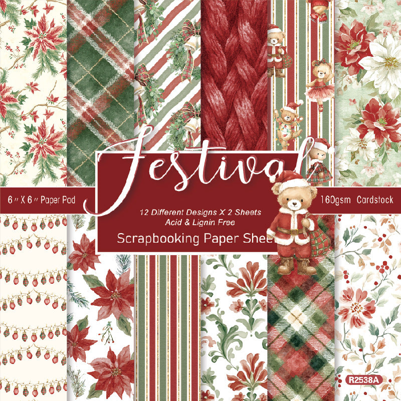 6 inch Christmas Scrapbook Paper Pad SKP538A