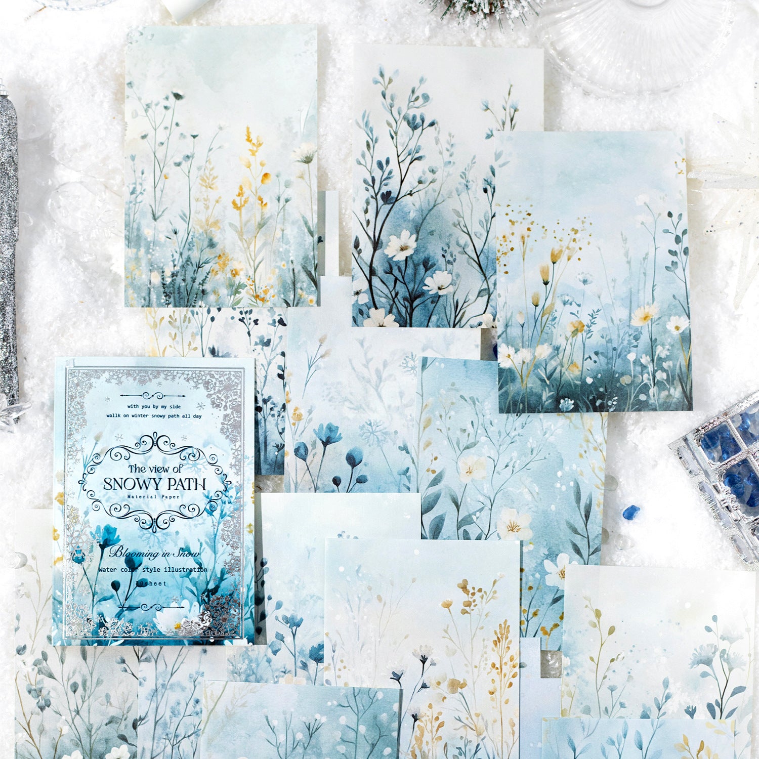 30 Pcs Snow Theme Scrapbook Paper XJXJ