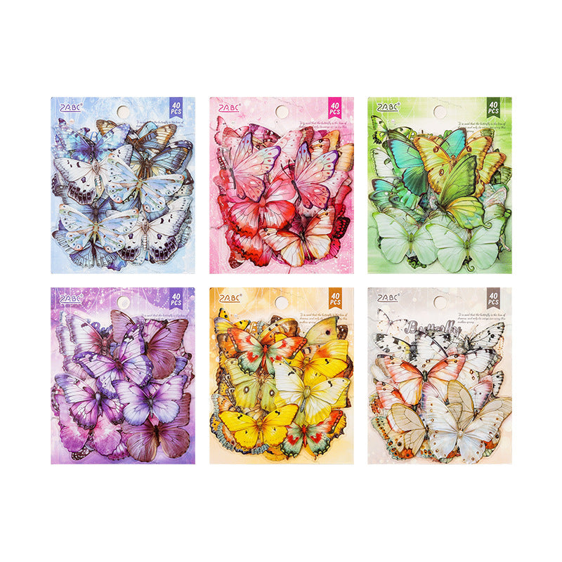 40 Pcs Butterfly PET Stickers CRDX