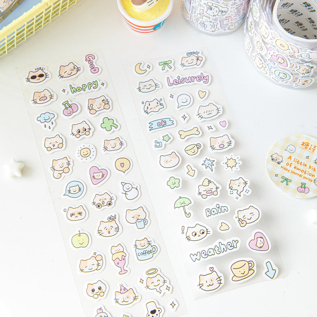1 Roll Die Cut Cat Stickers Tape MMRZ