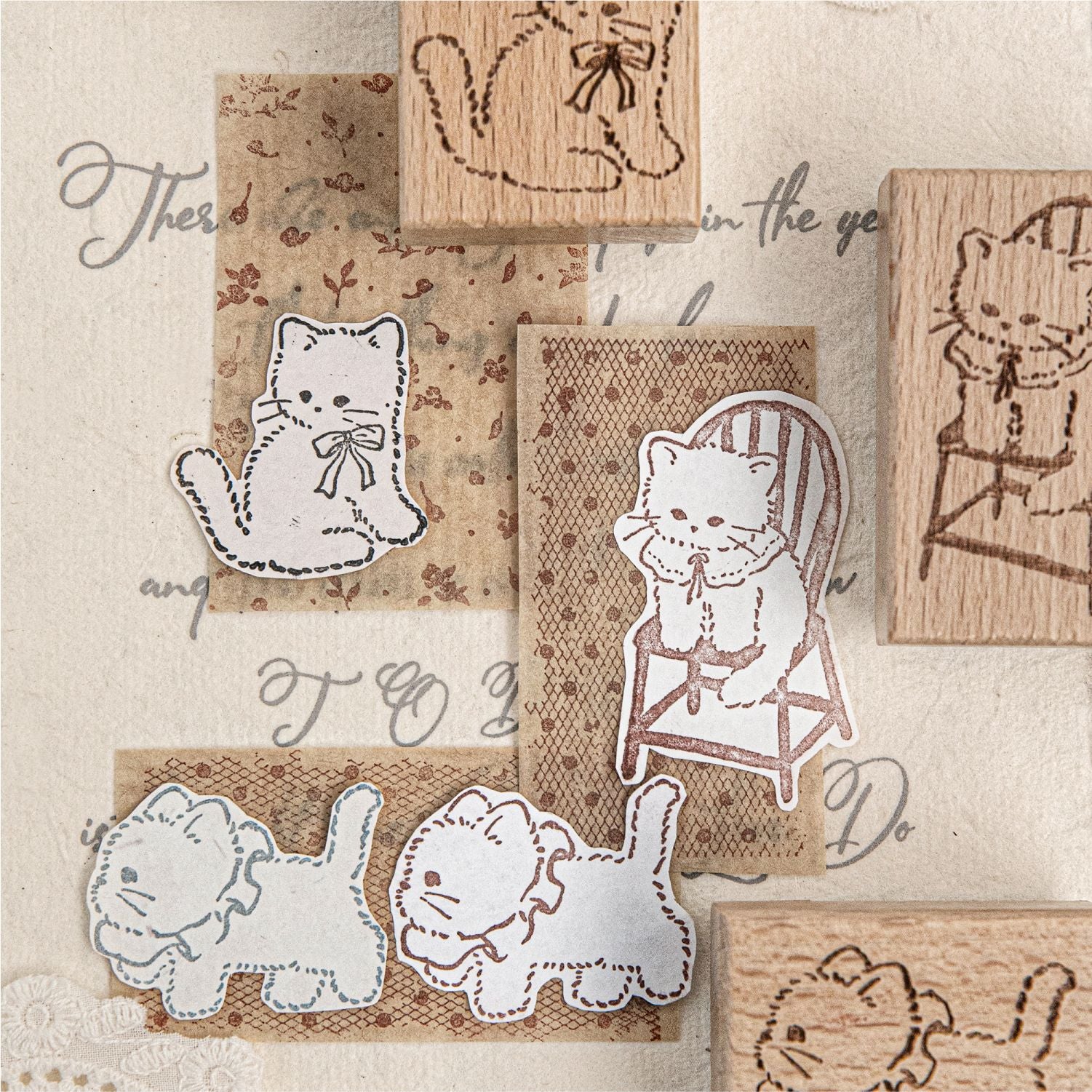 Cute Cat Wooden Stamp MYRM