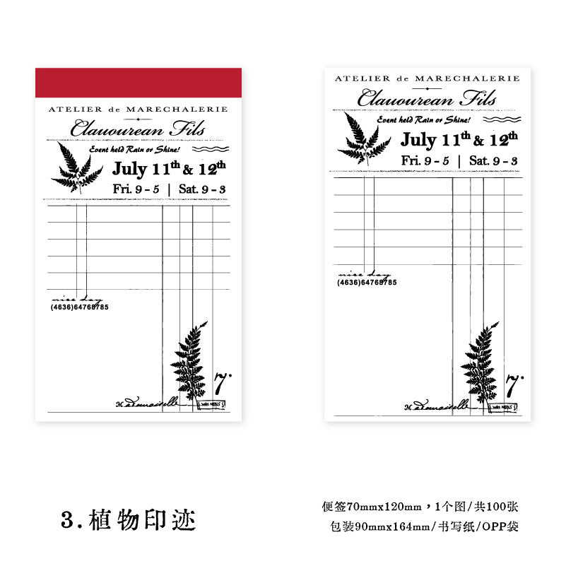 100 Pcs Vintage Notepad Paper CYXJ
