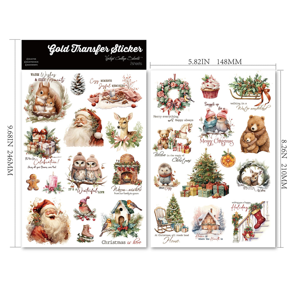 2 Sheets Waterproof Rub on Stickers - Christmas Quote TZ40