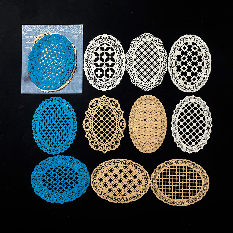 10 Pcs Ornate Lace Vintage Hollow-out Paper YYWGD