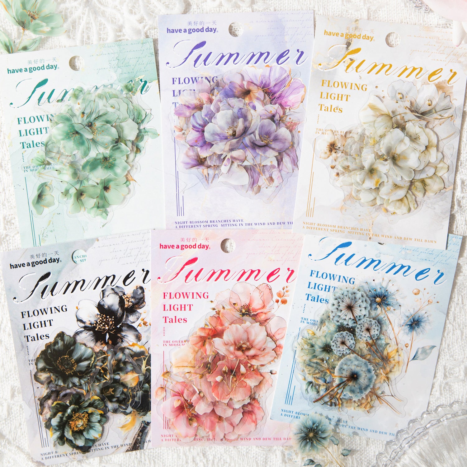 15 Pcs Watercolor Flower PET Stickers FHWY