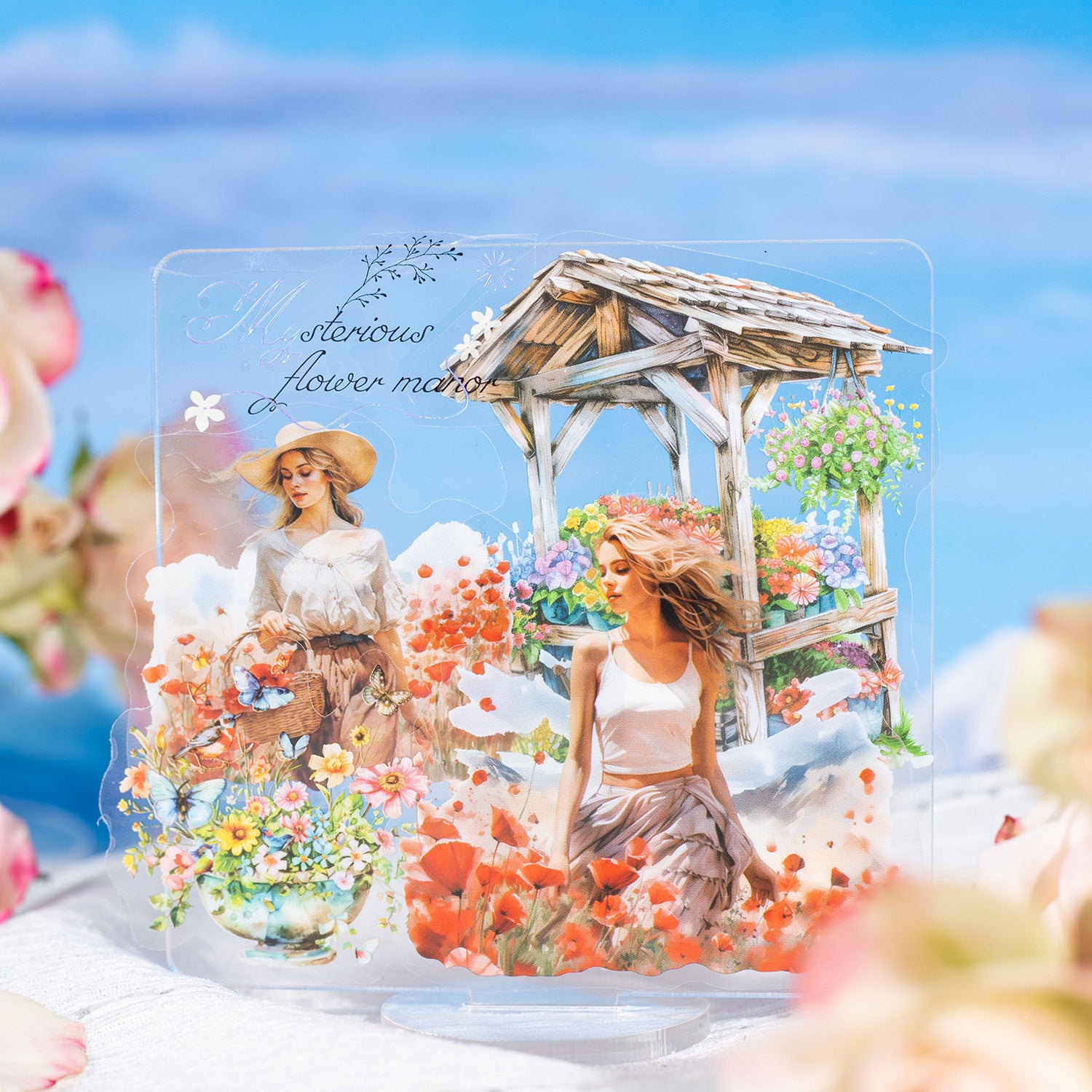 20 Pcs Flower Girl PET Stickers HTLDSN
