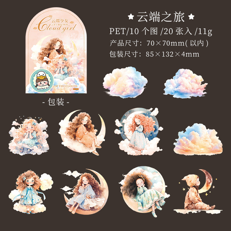 20 Pcs Cloud Themed PET Stickers YDXN