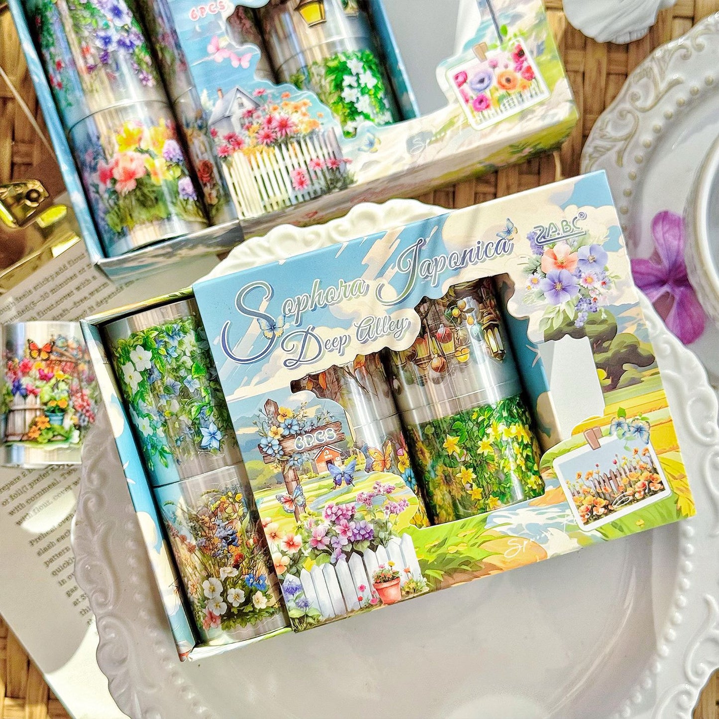 6 Rolls Flowers Vine PET Stickers Tapes Set CXHJ