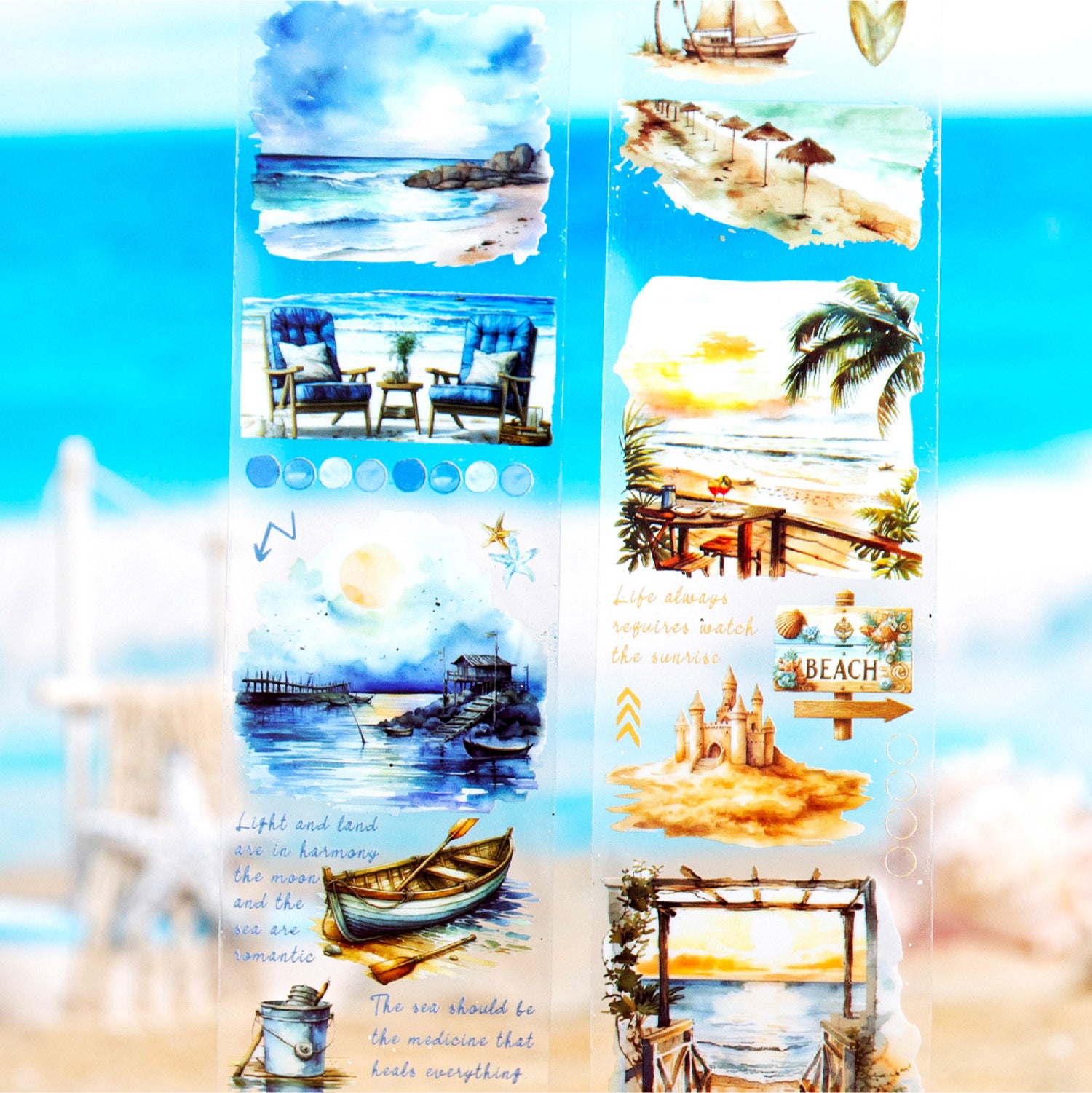 1 Roll Sea Beach Theme PET Tape HFQF